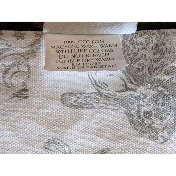NWT Bunny Tales Cotton Table Runner Easter Bunny Cotton 15" x 90" White Gray - Picture 7 of 7